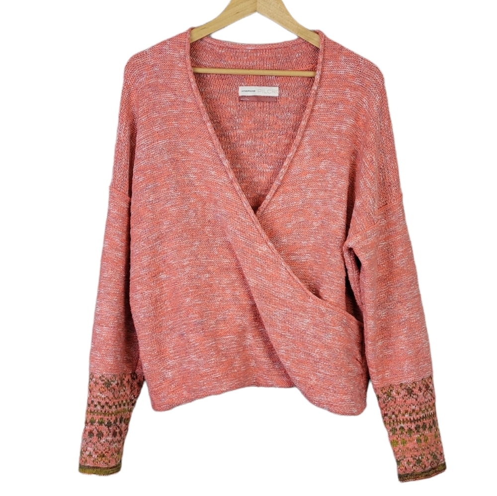 EUC Anthropologie Pilcro Drew Surplice Sweater Wrap Boho Fair Isle - Picture 2 of 11